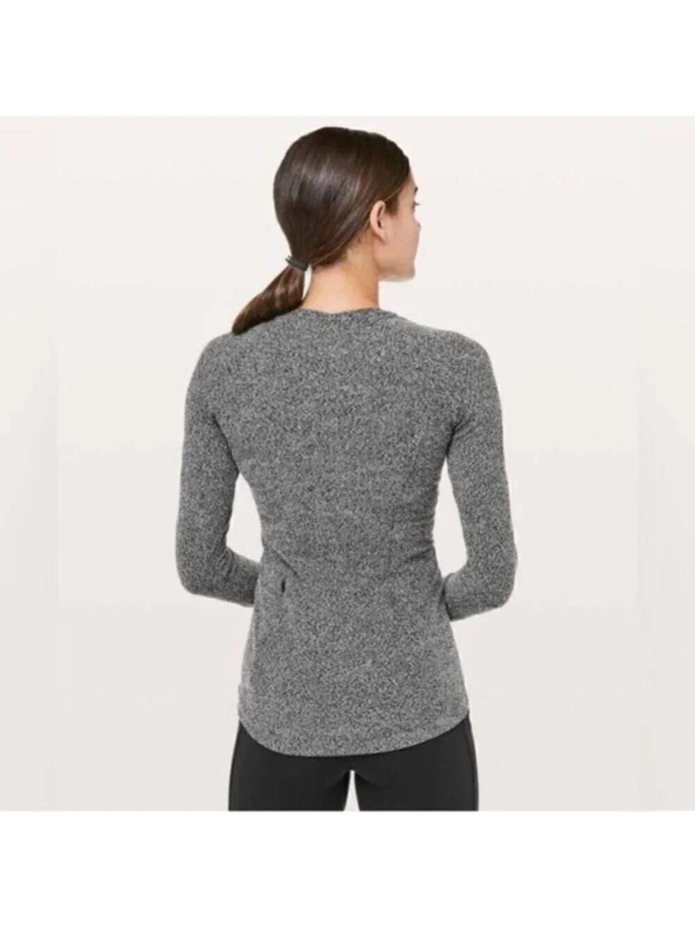 Lululemon Black White Gray‎ Runderful Long Sleeve Pullover Running Top Size 10